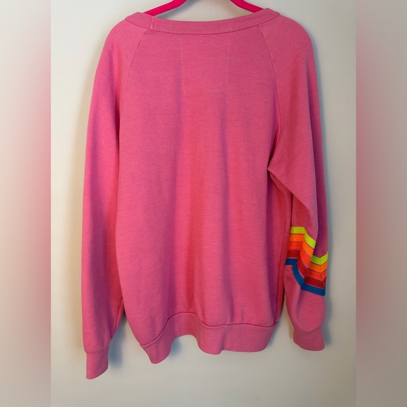 Aviator Nation Bolt Crewneck Sweatshirt, Neon Pink, Size Medium - Picture 7 of 7